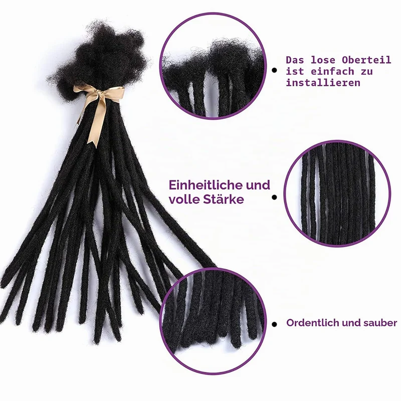 TAOYEMY Dreadlock Extension 8 inch 100% Human Hair Afro Kinky 20 Strands Dreadlock Extensions for Ma