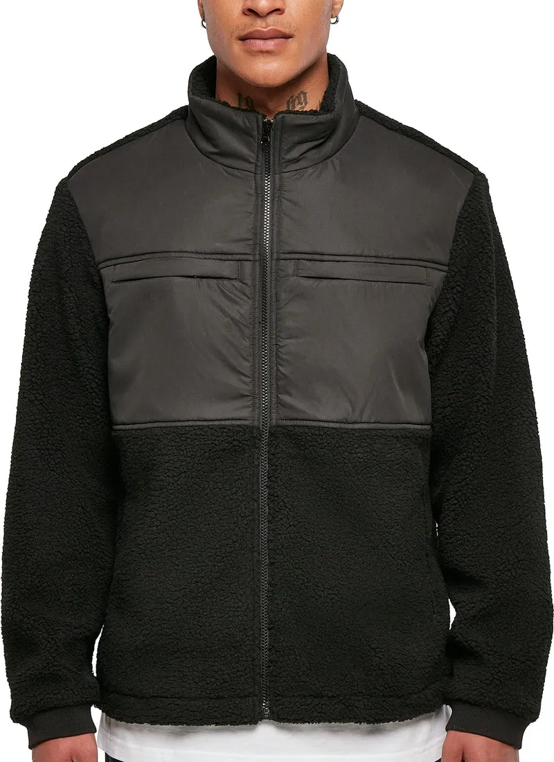 Urban Classics Herren Patched Sherpa Jacket M Schwarz, M Schwarz